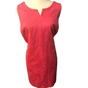 Talbots sheath pink and coral floral type print jacquard fully lined dress